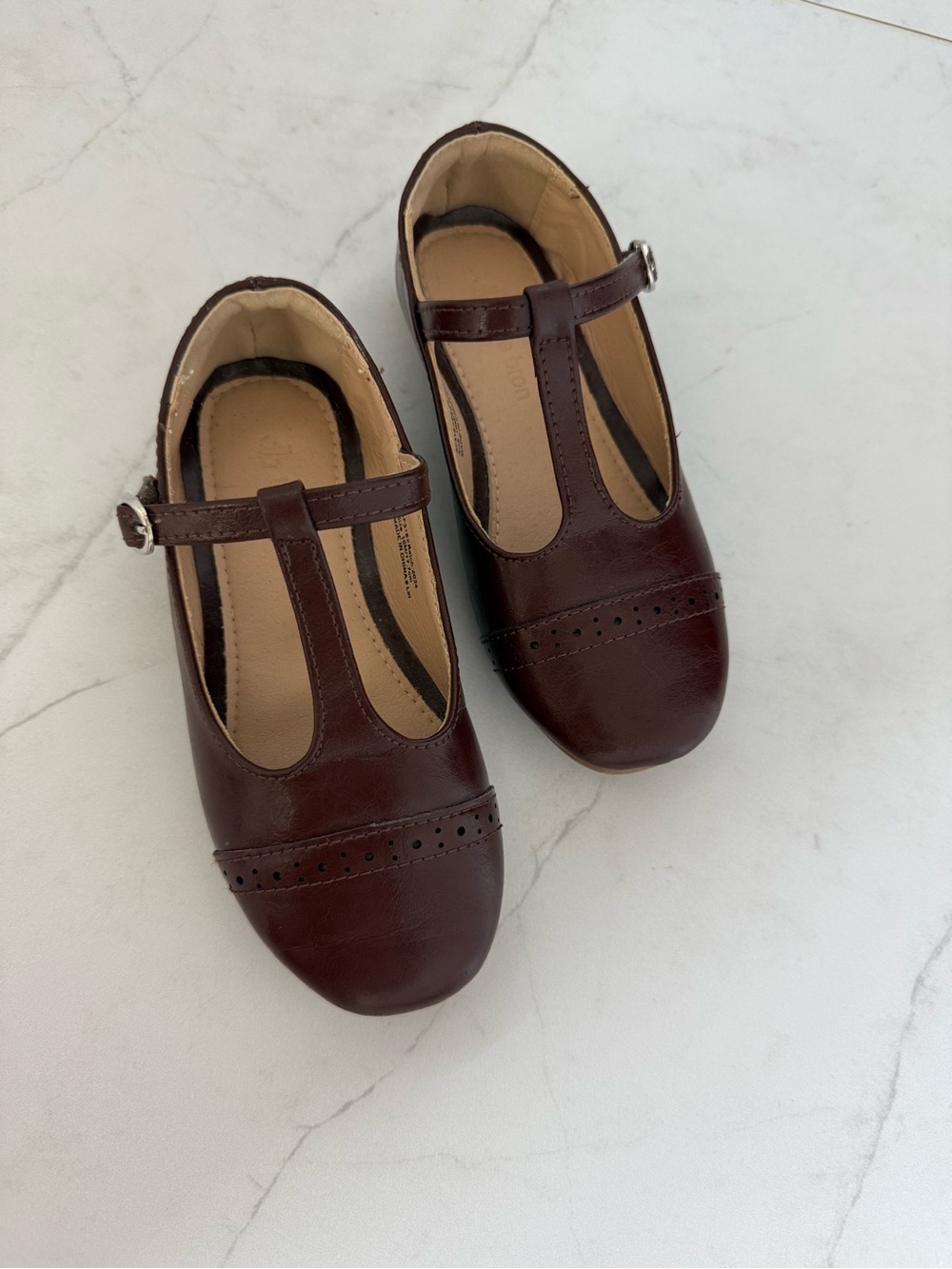 Girls Brown T-Strap Mary Jane Dress Shoes 10T